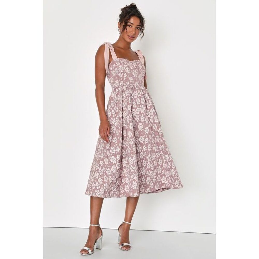 Lulu's Pink Floral Midi Dress